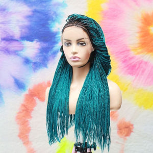 Gorgeous Teal Colored Lace Frontal Knotless Box Braided Wig - Medium- 56cm $200 Knotless Braids QualityHairByLawlar (6537903439958)