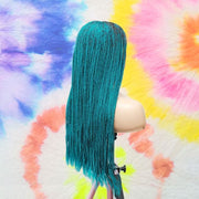 Gorgeous Teal Colored Lace Frontal Knotless Box Braided Wig - Medium- 56cm $200 Knotless Braids QualityHairByLawlar (6537903439958)