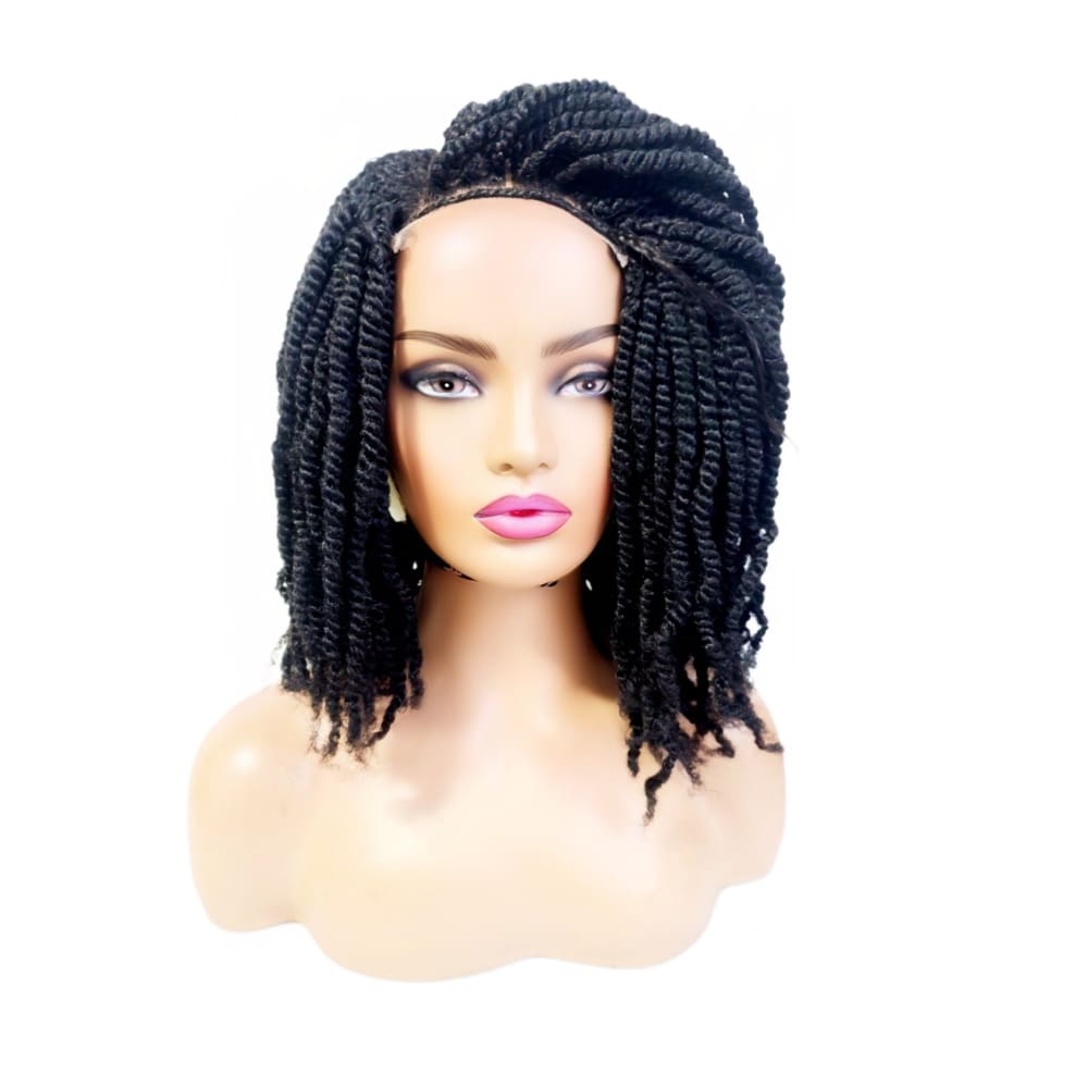 Kinky Twist Lace Closure Braided Wig- 1B - Medium - 56cm $180 Sprint Twists QualityHairByLawlar (8916795982133)
