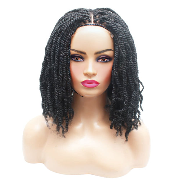 Kinky Twist Lace Closure Braided Wig- 1B - Medium - 56cm $180 Sprint Twists QualityHairByLawlar