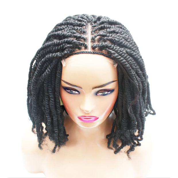 Kinky Twist Lace Closure Braided Wig- 1B - Medium - 56cm $180 Sprint Twists QualityHairByLawlar