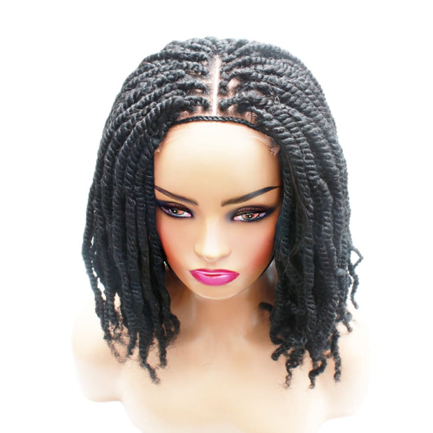 Kinky Twist Lace Closure Braided Wig- 1B - Medium - 56cm $180 Sprint Twists QualityHairByLawlar