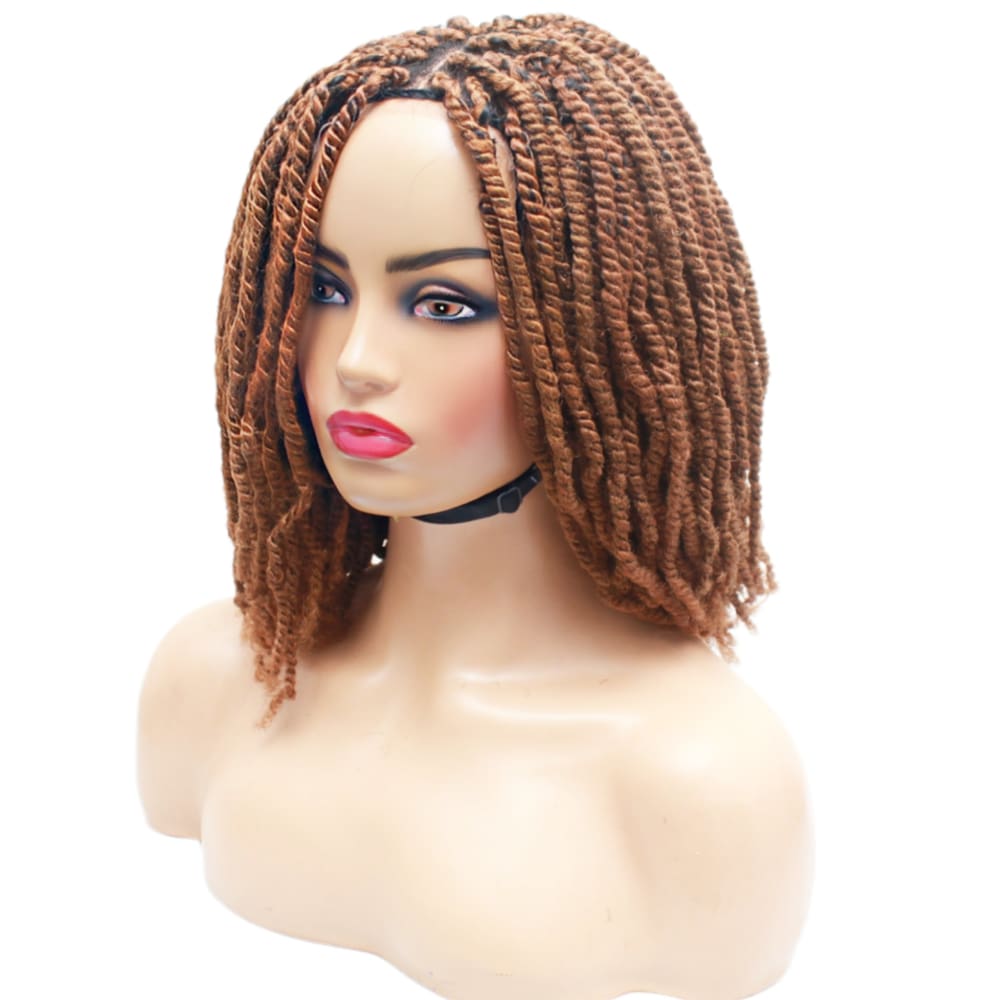 Kinky Twist Lace Closure Braided Wig- Golden Brown - Medium - 56cm $180 Sprint Twists QualityHairByLawlar (8916797522229)