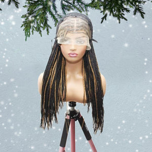 Knotless Box Braids Wig- Black With Highlights - Medium- 56cm $200 Knotless Braids QualityHairByLawlar (6607995273302)