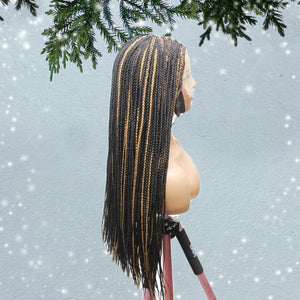 Knotless Box Braids Wig- Black With Highlights - Medium- 56cm $200 Knotless Braids QualityHairByLawlar (6607995273302)