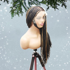 Knotless Box Braids Wig- Black With Highlights - Medium- 56cm $200 Knotless Braids QualityHairByLawlar (6607995273302)