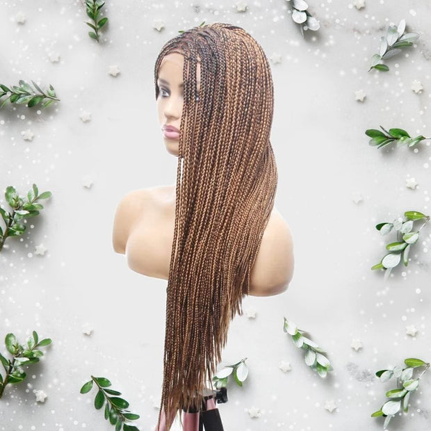Knotless Braids- Brown Balayage Lace Frontal Box Braided Wig - Medium- 56cm $200 Knotless Braids QualityHairByLawlar (6615473913942)