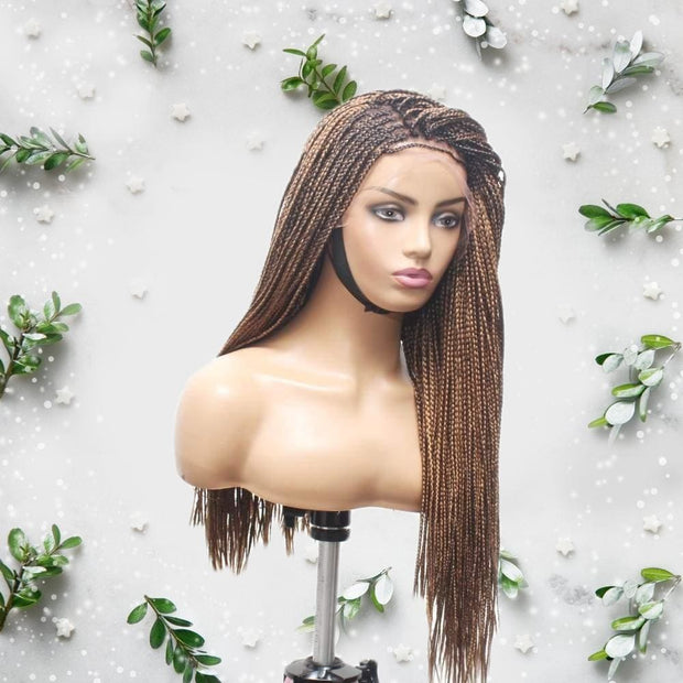 Knotless Braids- Brown Balayage Lace Frontal Box Braided Wig - Medium- 56cm $200 Knotless Braids QualityHairByLawlar (6615473913942)