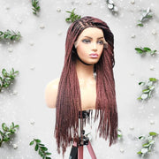 Knotless Braids- Dark Wine Lace Frontal Box Braided Wig - Medium- 56cm $200 Knotless Braids QualityHairByLawlar (6679583457366)