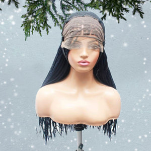 Knotless Braids- Midnight Blue Lace Frontal Box Braided Wig - Medium- 56cm $200 Knotless Braids QualityHairByLawlar (5021244555350)