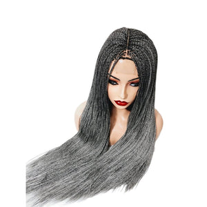 Micro Twist Fully Hand Braided Lace Closure Wig (Grey) - Medium - 56cm $175 Micro Twists QualityHairByLawlar (9531858714933)