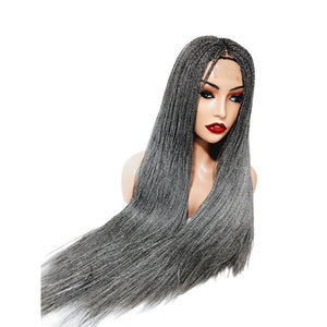 Micro Twist Fully Hand Braided Lace Closure Wig (Grey) - Medium - 56cm $175 Micro Twists QualityHairByLawlar (9531858714933)