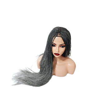 Micro Twist Fully Hand Braided Lace Closure Wig (Grey) - Medium - 56cm $175 Micro Twists QualityHairByLawlar (9531858714933)