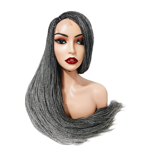 Micro Twist Fully Hand Braided Lace Closure Wig (Grey) - Medium - 56cm $175 Micro Twists QualityHairByLawlar (9531858714933)
