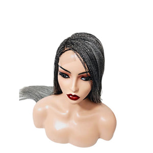 Micro Twist Fully Hand Braided Lace Closure Wig (Grey) - Medium - 56cm $175 Micro Twists QualityHairByLawlar (9531858714933)