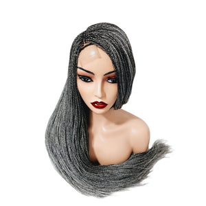 Micro Twist Fully Hand Braided Lace Closure Wig (Grey) - Medium - 56cm $175 Micro Twists QualityHairByLawlar (9531858714933)