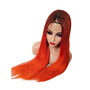 Micro Twist Fully Hand Braided Lace Closure Wig (Red Orange) - Medium - 56cm $175 Micro Twists QualityHairByLawlar (9532016754997)