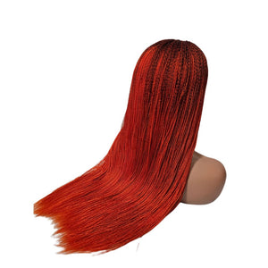 Micro Twist Fully Hand Braided Lace Closure Wig (Red Orange) - Medium - 56cm $175 Micro Twists QualityHairByLawlar (9532016754997)
