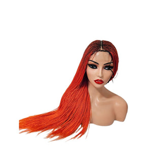 Micro Twist Fully Hand Braided Lace Closure Wig (Red Orange) - Medium - 56cm $175 Micro Twists QualityHairByLawlar (9532016754997)