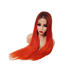 Micro Twist Fully Hand Braided Lace Closure Wig (Red Orange) - Medium - 56cm $175 Micro Twists QualityHairByLawlar (9532016754997)