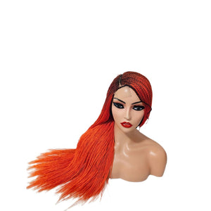 Micro Twist Fully Hand Braided Lace Closure Wig (Red Orange) - Medium - 56cm $175 Micro Twists QualityHairByLawlar (9532016754997)