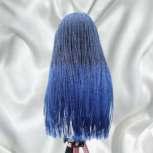 Ombre Blue Fully Hand Braided Lace Frontal Box Braids Wig - Medium - 56cm $200 Box Braids QualityHairByLawlar (6679583195222)