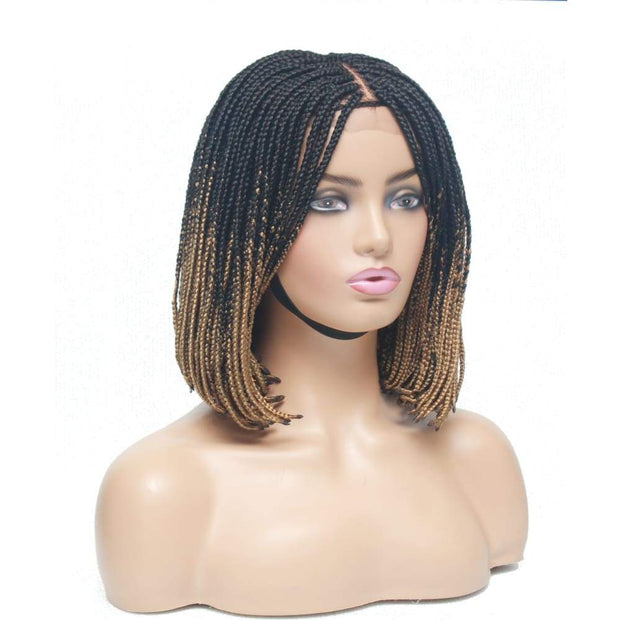 Ombre Bob Box Braids Fully Hand Braided Lace Wig - Medium - 56cm $160 Box Braids QualityHairByLawlar (4980037058646)