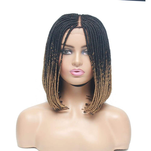 Ombre Bob Box Braids Fully Hand Braided Lace Wig - Medium - 56cm $160 Box Braids QualityHairByLawlar (4980037058646)