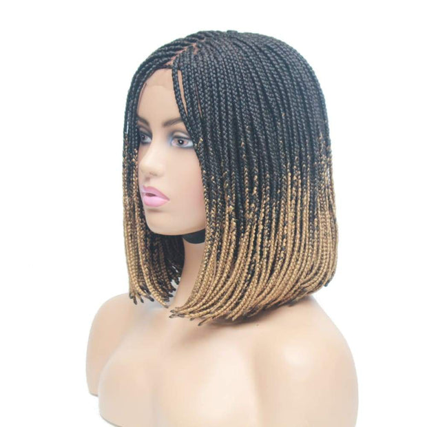 Ombre Bob Box Braids Fully Hand Braided Lace Wig - Medium - 56cm $160 Box Braids QualityHairByLawlar (4980037058646)