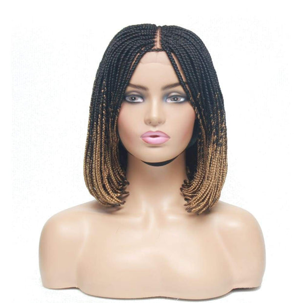 Ombre Bob Box Braids Fully Hand Braided Lace Wig - Medium - 56cm $160 Box Braids QualityHairByLawlar (4980037058646)
