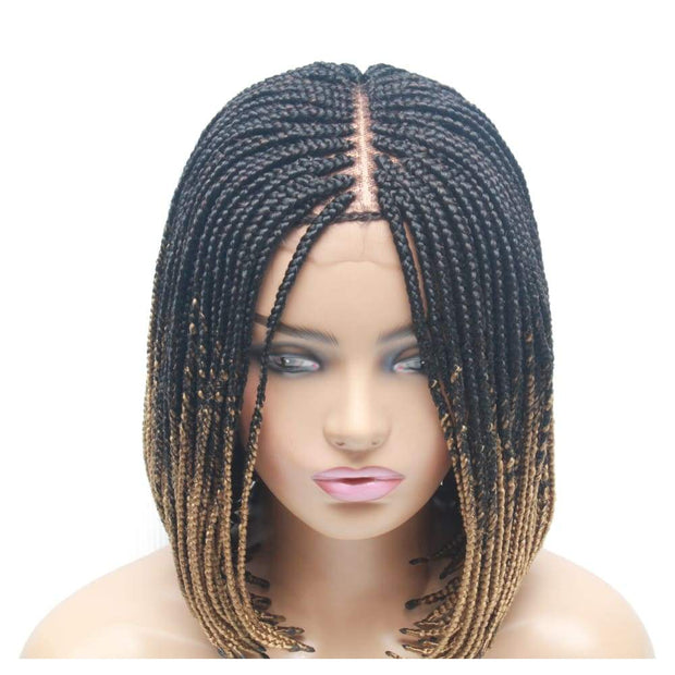 Ombre Bob Box Braids Fully Hand Braided Lace Wig - Medium - 56cm $160 Box Braids QualityHairByLawlar (4980037058646)