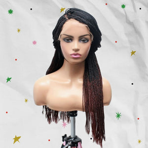 Ombre Box Braids Fully Hand Braided Lace Frontal Wig (#1/ #35) - Medium - 56cm $200 Box Braids QualityHairByLawlar (6693560975446)