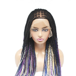 Ombre Purple Multi Color Knotless Lace Frontal Box Braided Wig - Medium- 56cm $200 Knotless Braids QualityHairByLawlar (6779226619990)