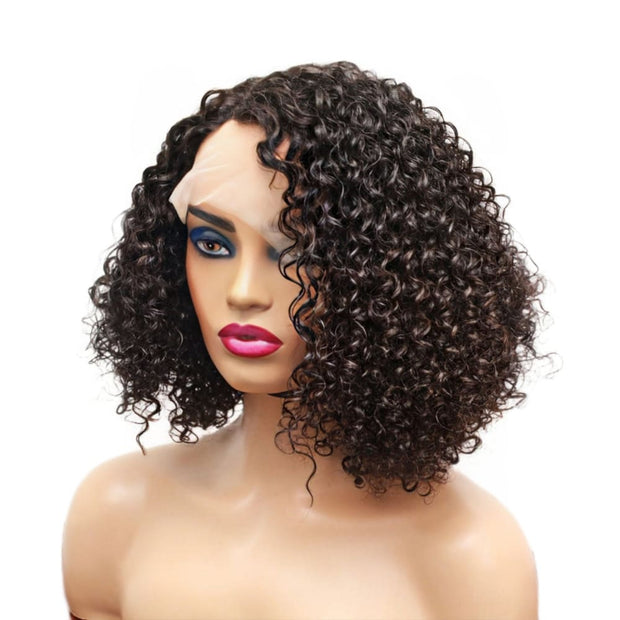 Pre-Made Afro Curly Human Hair Lace Closure Wig (6821558681686)