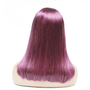 Purple Silky Straight Blunt Cut Long Bob Human Hair Wig - Medium - 56cm $290 Lace Front Wig QualityHairByLawlar (6764322619478)