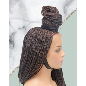 Senegalese Twist Fully Hand Braided Lace Wig- Brown - Medium - 56cm $200 Senegalese Twists QualityHairByLawlar (4979509264470)