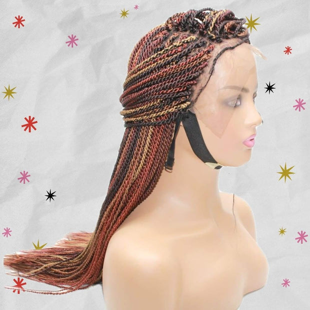 Senegalese Twist Fully Hand Braided Ombre Lace Wig (Mixed Colors) - Medium - 56cm $200 Senegalese Twists QualityHairByLawlar (4991607701590)