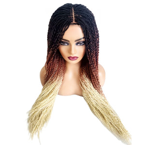 SpringTwist 3 Tone Fully Hand Braided Wig - Medium - 56cm $200 Box Braids QualityHairByLawlar