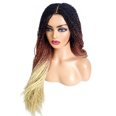 SpringTwist 3 Tone Fully Hand Braided Wig - Medium - 56cm $200 Box Braids QualityHairByLawlar