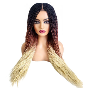 SpringTwist 3 Tone Fully Hand Braided Wig - Medium - 56cm $200 Box Braids QualityHairByLawlar