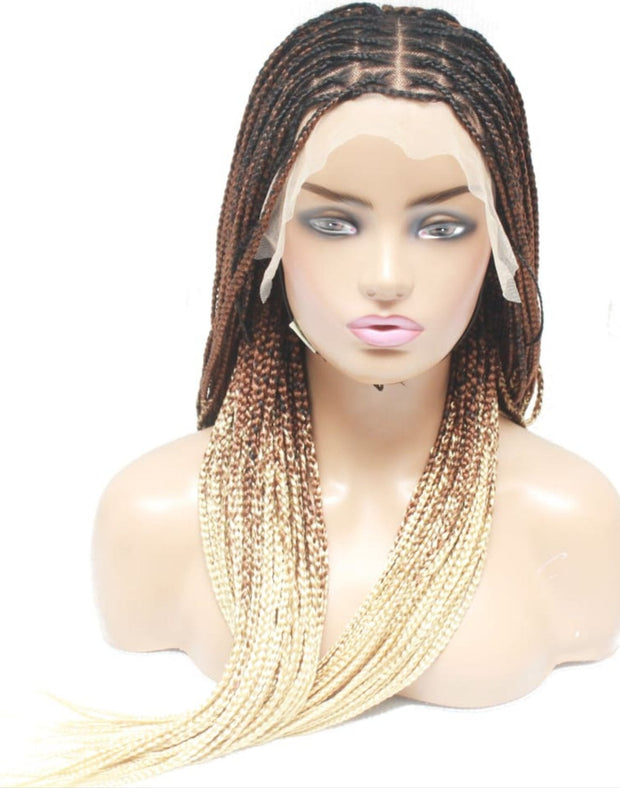 2 Tone Ombre Lace Frontal Knotless Box Braided Wig - Medium- 56cm $200 Knotless Braids QualityHairByLawlar (6776635064406)
