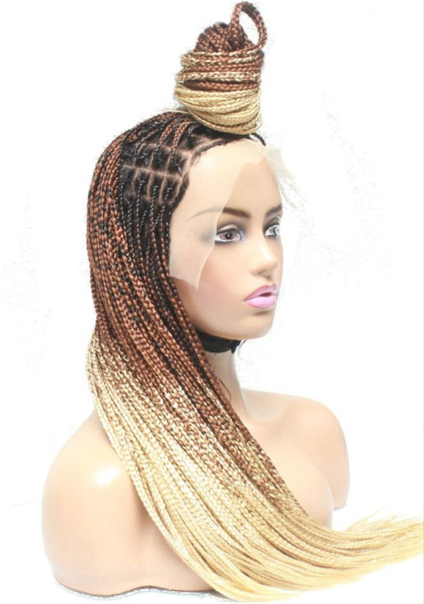 2 Tone Ombre Lace Frontal Knotless Box Braided Wig - Medium- 56cm $200 Knotless Braids QualityHairByLawlar (6776635064406)