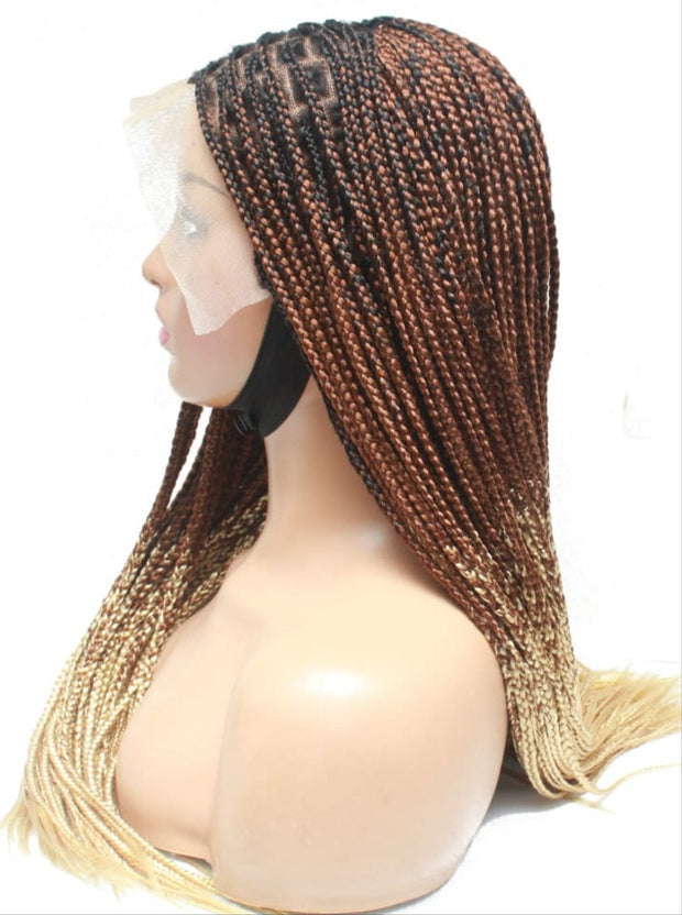2 Tone Ombre Lace Frontal Knotless Box Braided Wig - Medium- 56cm $200 Knotless Braids QualityHairByLawlar (6776635064406)