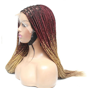 2 Tone Ombre Lace Frontal Knotless Box Braided Wig (Red / Blonde) - Medium- 56cm $200 Knotless Braids QualityHairByLawlar (6779225800790)