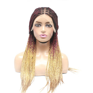 2 Tone Ombre Lace Frontal Knotless Box Braided Wig (Red / Blonde) - Medium- 56cm $200 Knotless Braids QualityHairByLawlar (6779225800790)