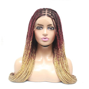 2 Tone Ombre Lace Frontal Knotless Box Braided Wig (Red / Blonde) - Medium- 56cm $200 Knotless Braids QualityHairByLawlar (6779225800790)