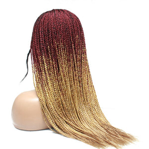 2 Tone Ombre Lace Frontal Knotless Box Braided Wig (Red / Blonde) - Medium- 56cm $200 Knotless Braids QualityHairByLawlar (6779225800790)