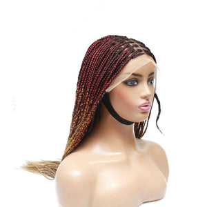 2 Tone Ombre Lace Frontal Knotless Box Braided Wig (Red / Blonde) - Medium- 56cm $200 Knotless Braids QualityHairByLawlar (6779225800790)
