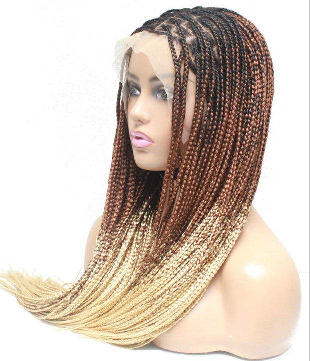 2 Tone Ombre Lace Frontal Knotless Box Braided Wig - Medium- 56cm $200 Knotless Braids QualityHairByLawlar (6776635064406)