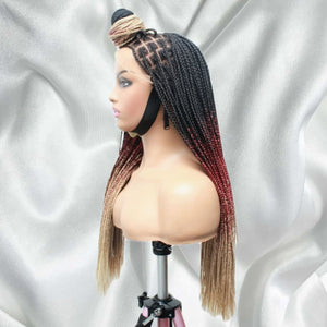 3 Tone Ombre Lace Frontal Knotless Box Braided Wig - Medium- 56cm $200 Knotless Braids QualityHairByLawlar (6693567135830)